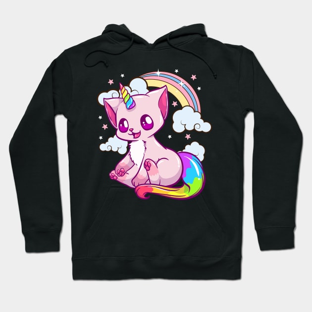 Cute & Funny Unicorn Cat Rainbow Kitty Unicorn Hoodie by theperfectpresents